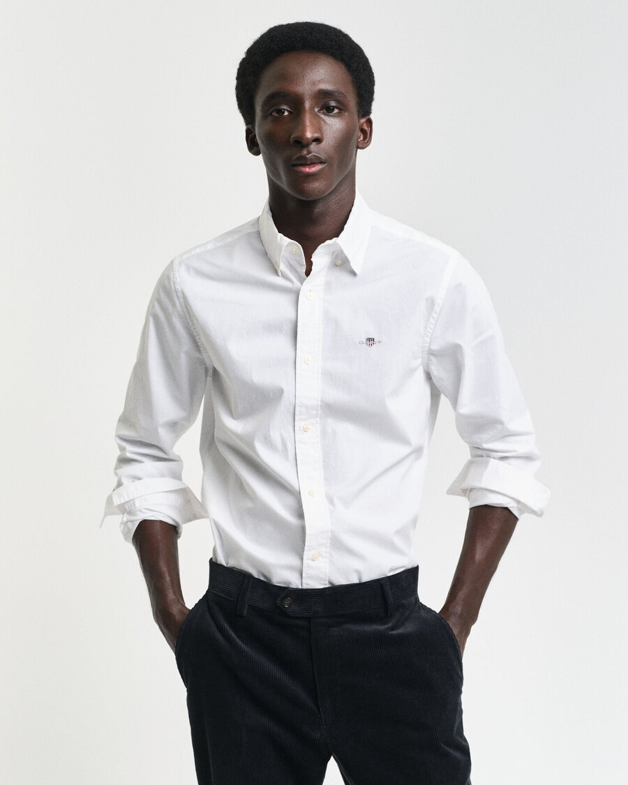 slim fit classic poplin shirt - white