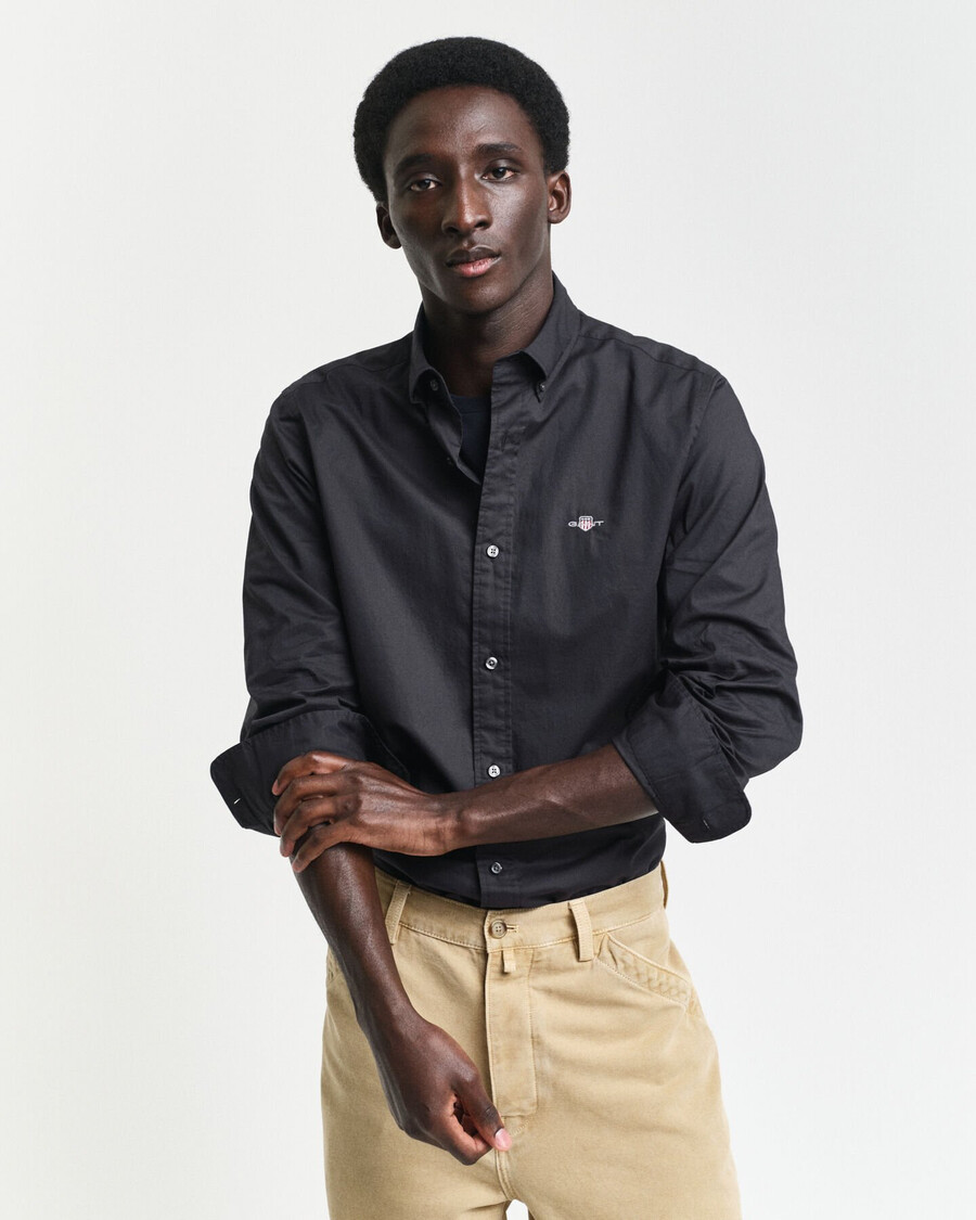 slim fit classic poplin shirt - black