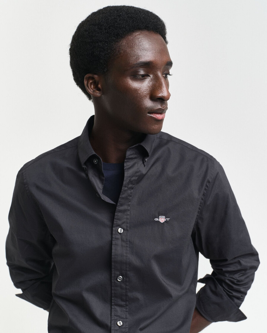 slim fit classic poplin shirt - black