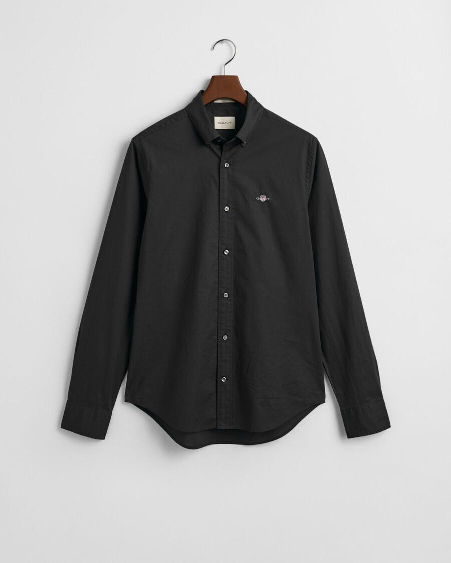 slim fit classic poplin shirt - black