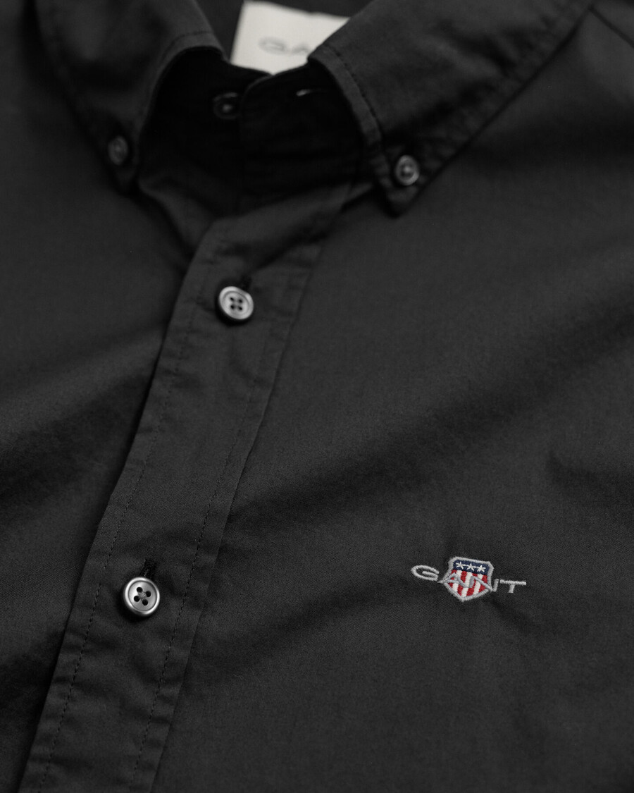 slim fit classic poplin shirt - black