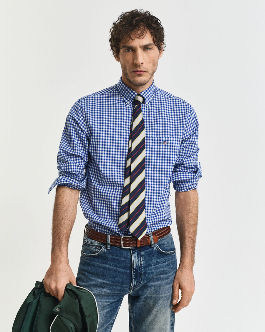 regular fit classic gingham poplin shirt - college blue