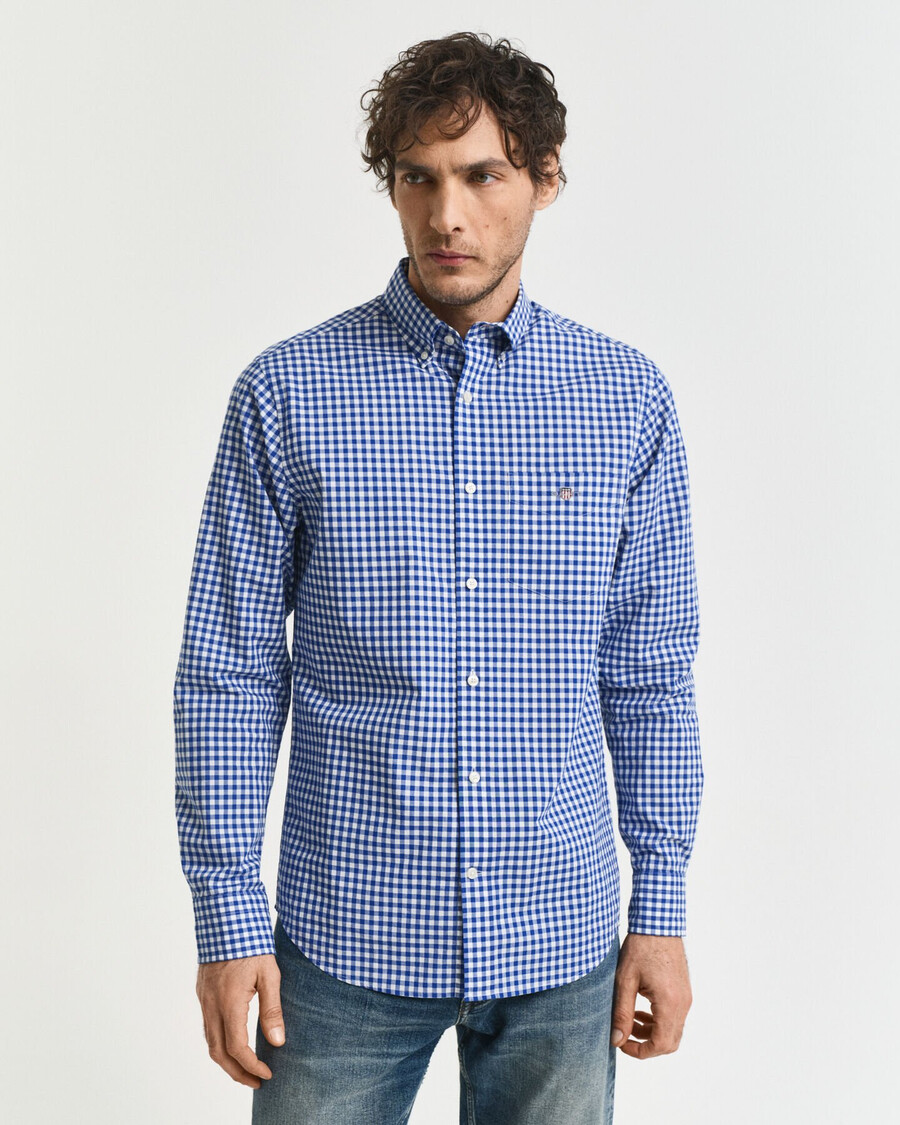 regular fit classic gingham poplin shirt - college blue