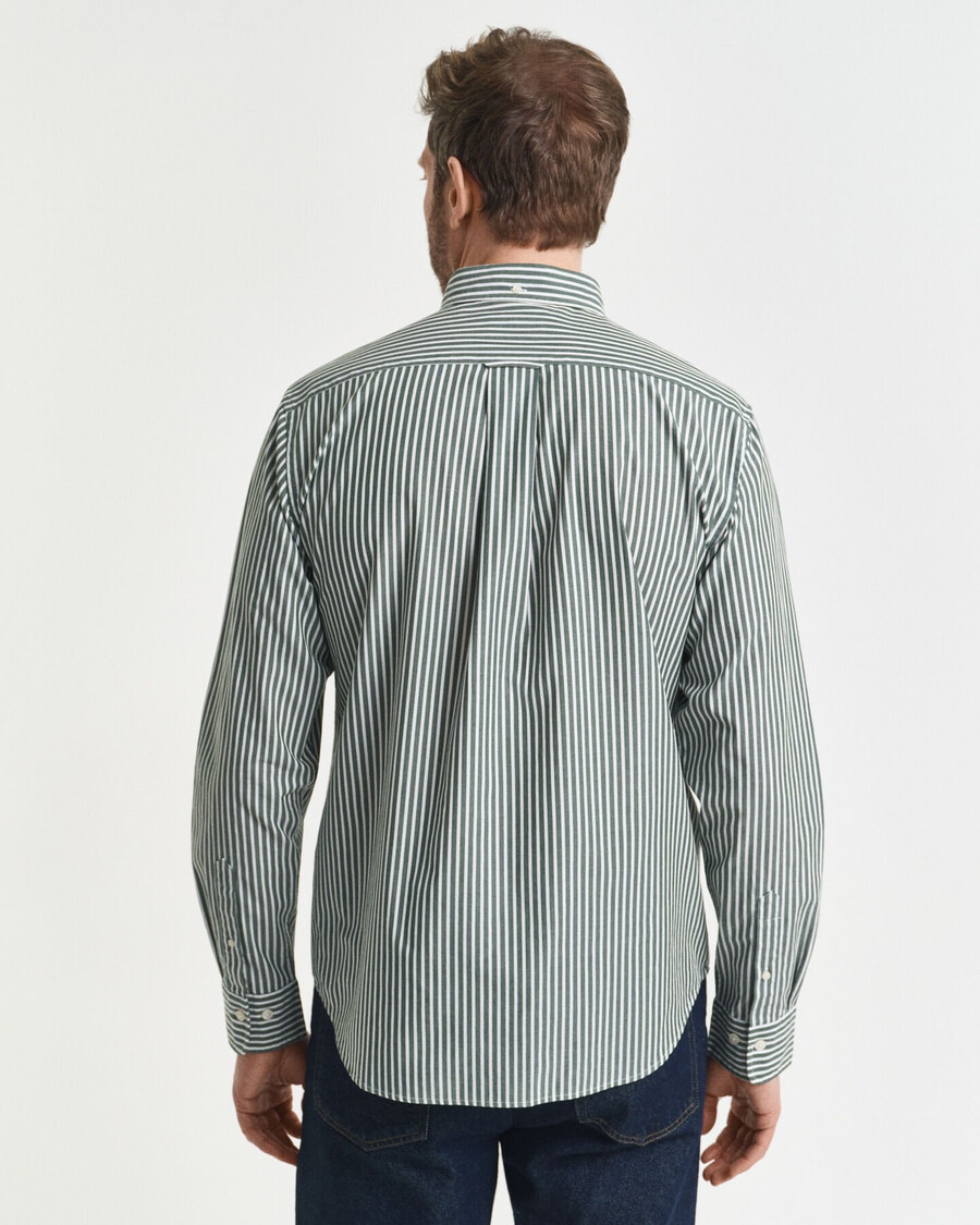 regular fit classic striped poplin shirt - forest green