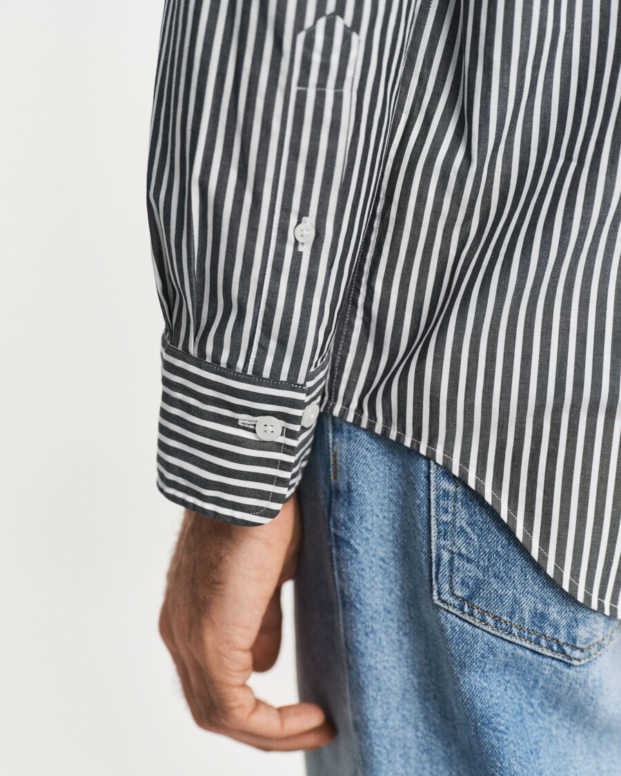 regular fit classic striped poplin shirt - black