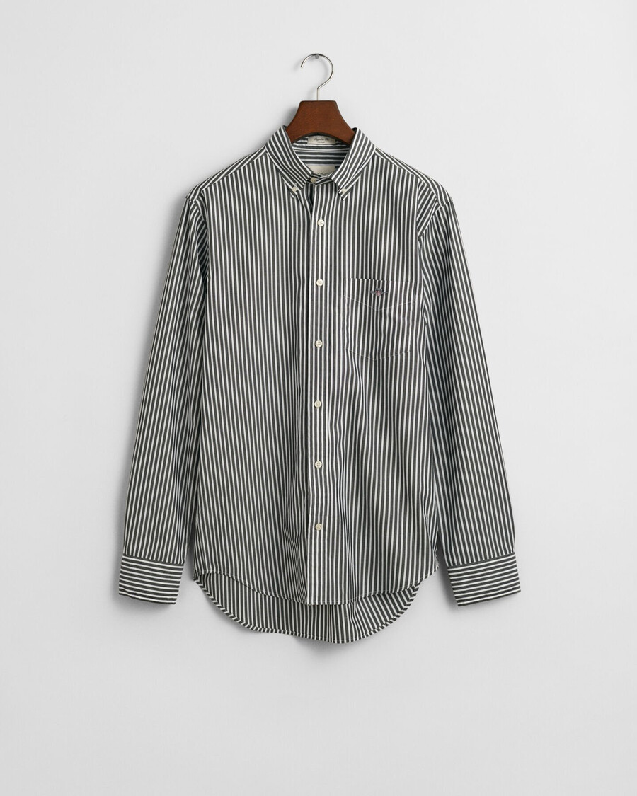regular fit classic striped poplin shirt - black