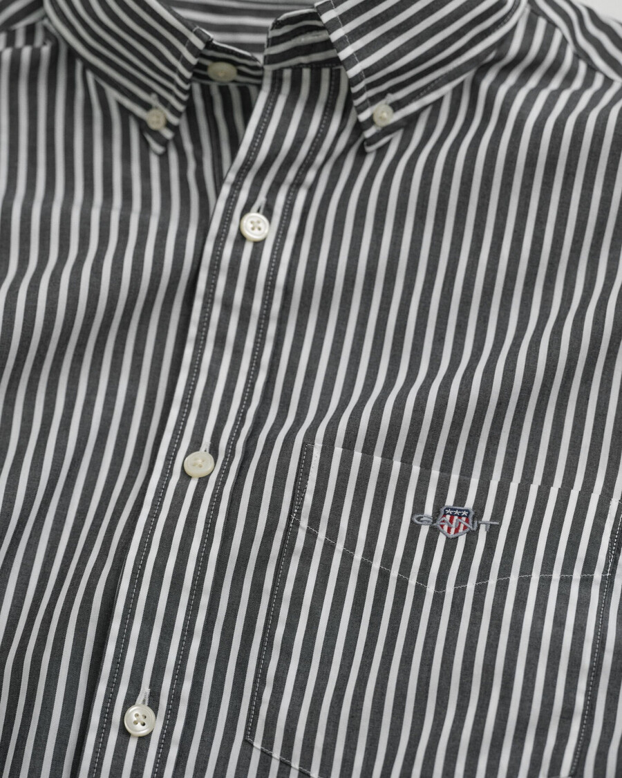 regular fit classic striped poplin shirt - black