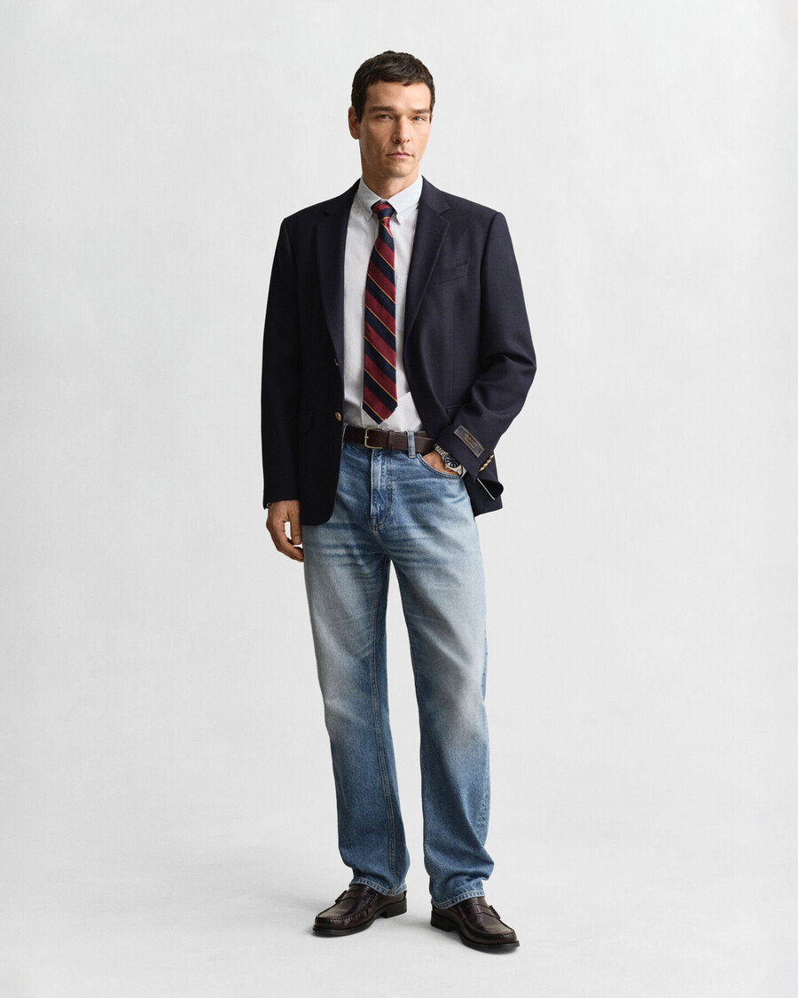regular fit classic banker stripe poplin shirt - light blue