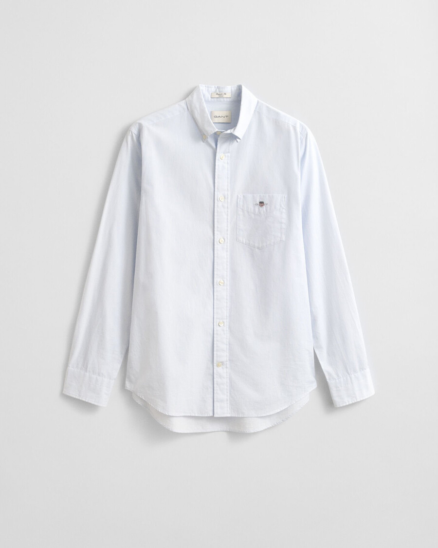 regular fit classic banker stripe poplin shirt - light blue