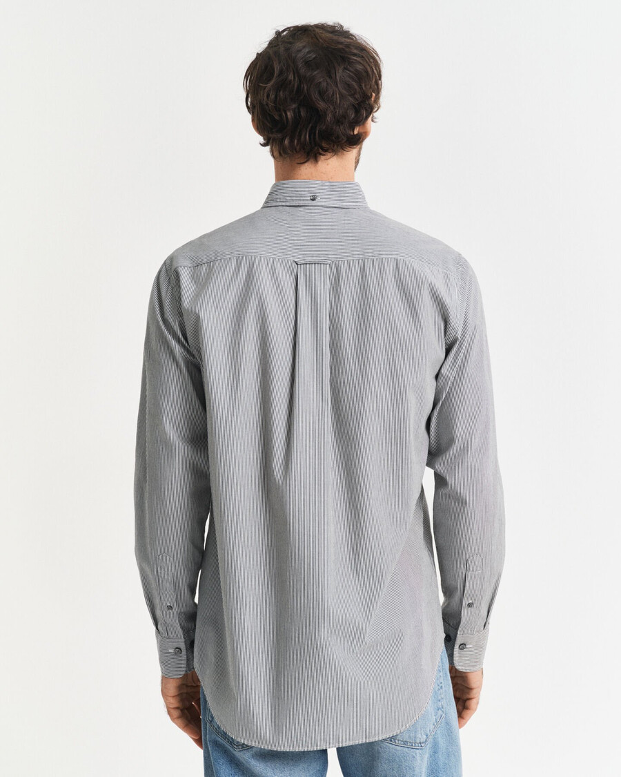 regular fit classic banker stripe poplin shirt - black