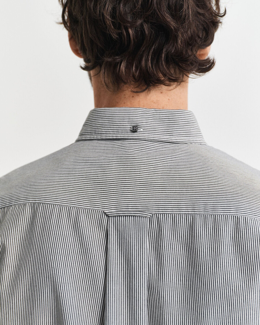 regular fit classic banker stripe poplin shirt - black