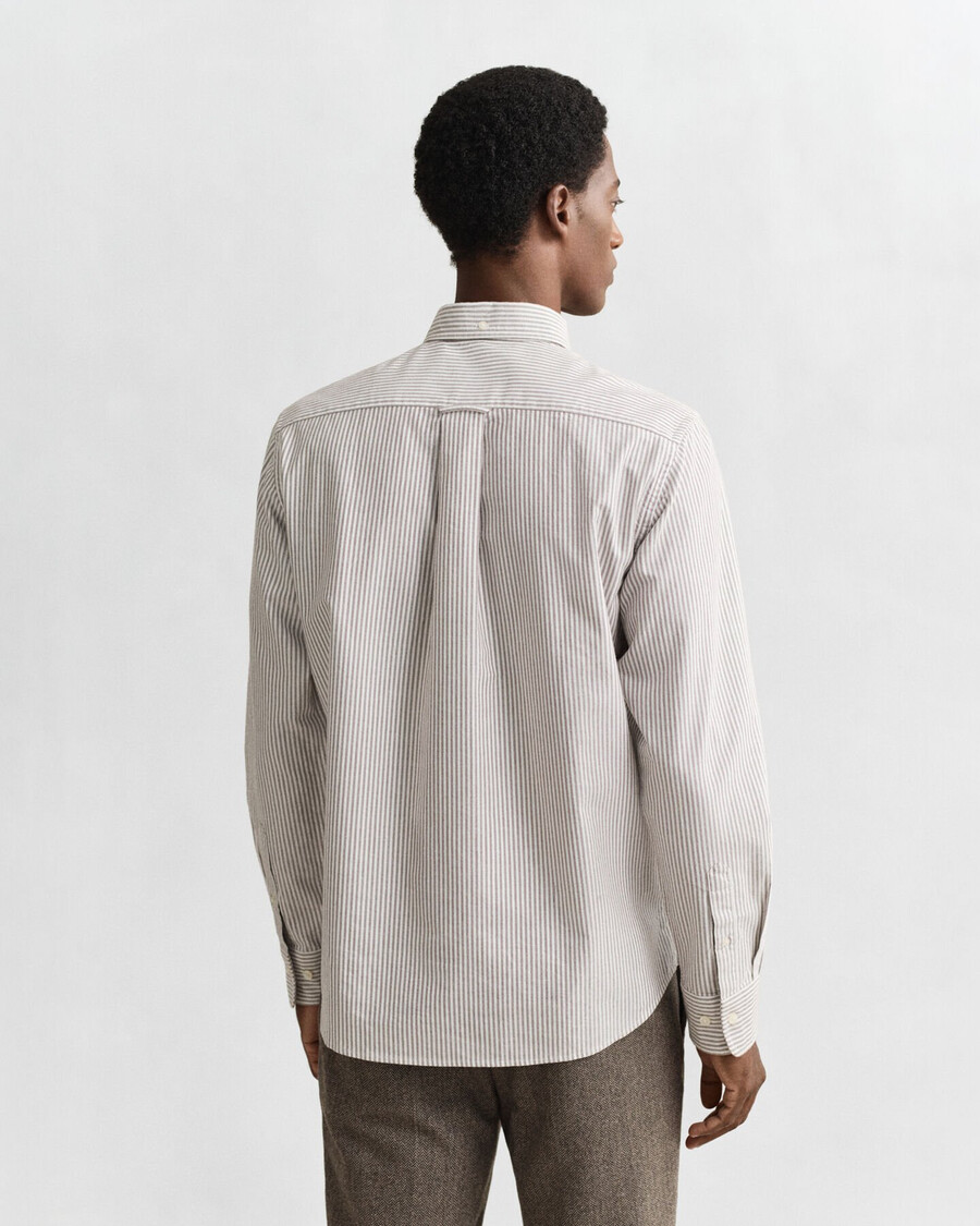regular fit banker stripe classic oxford shirt - mahogany brown