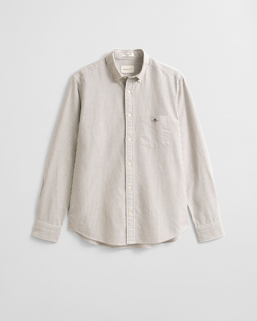 regular fit banker stripe classic oxford shirt - mahogany brown