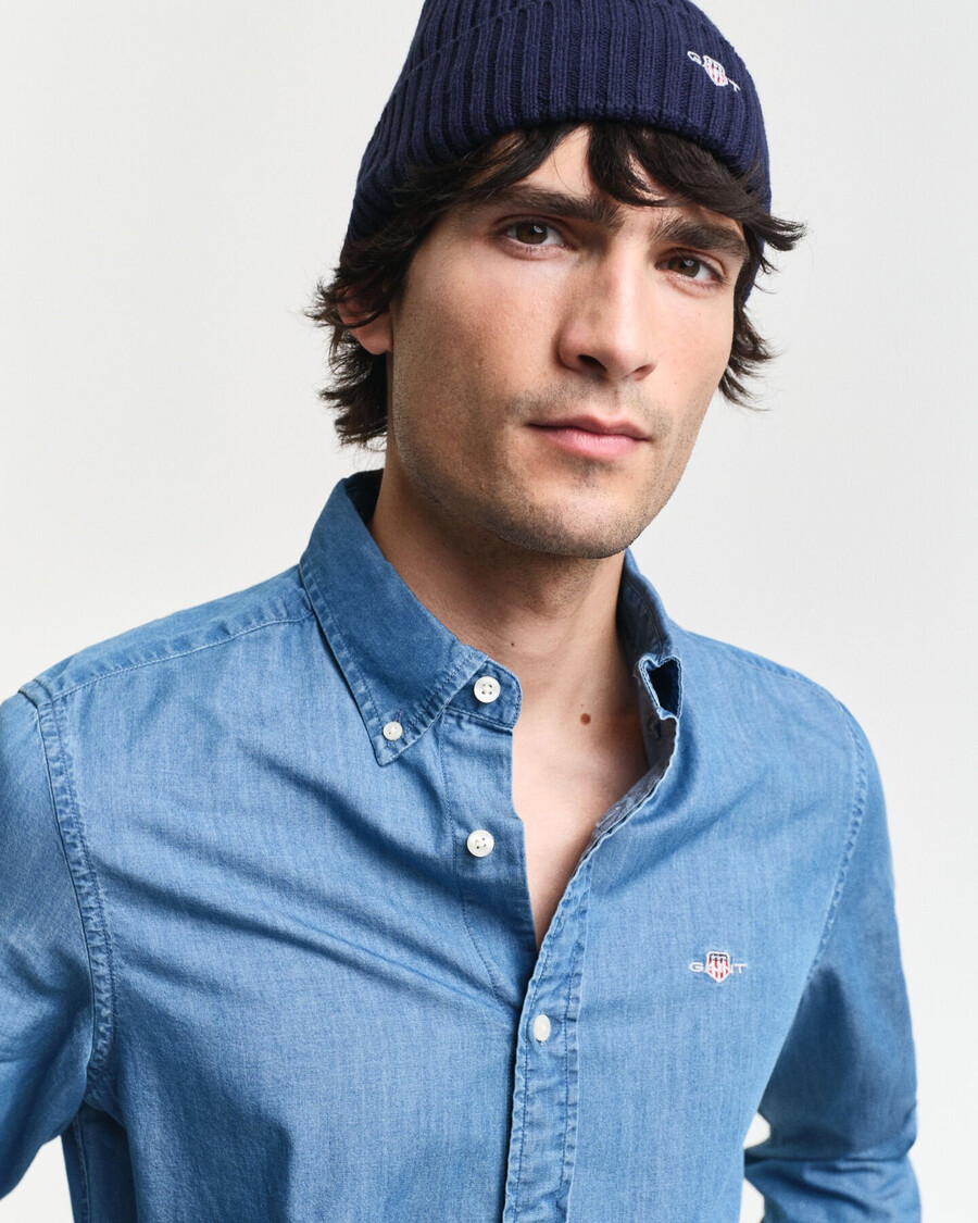 slim fit indigo shirt - semi light blue