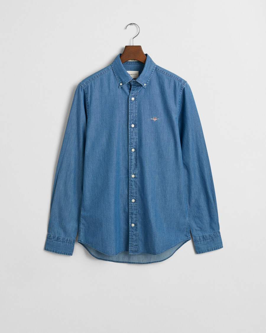 slim fit indigo shirt - semi light blue