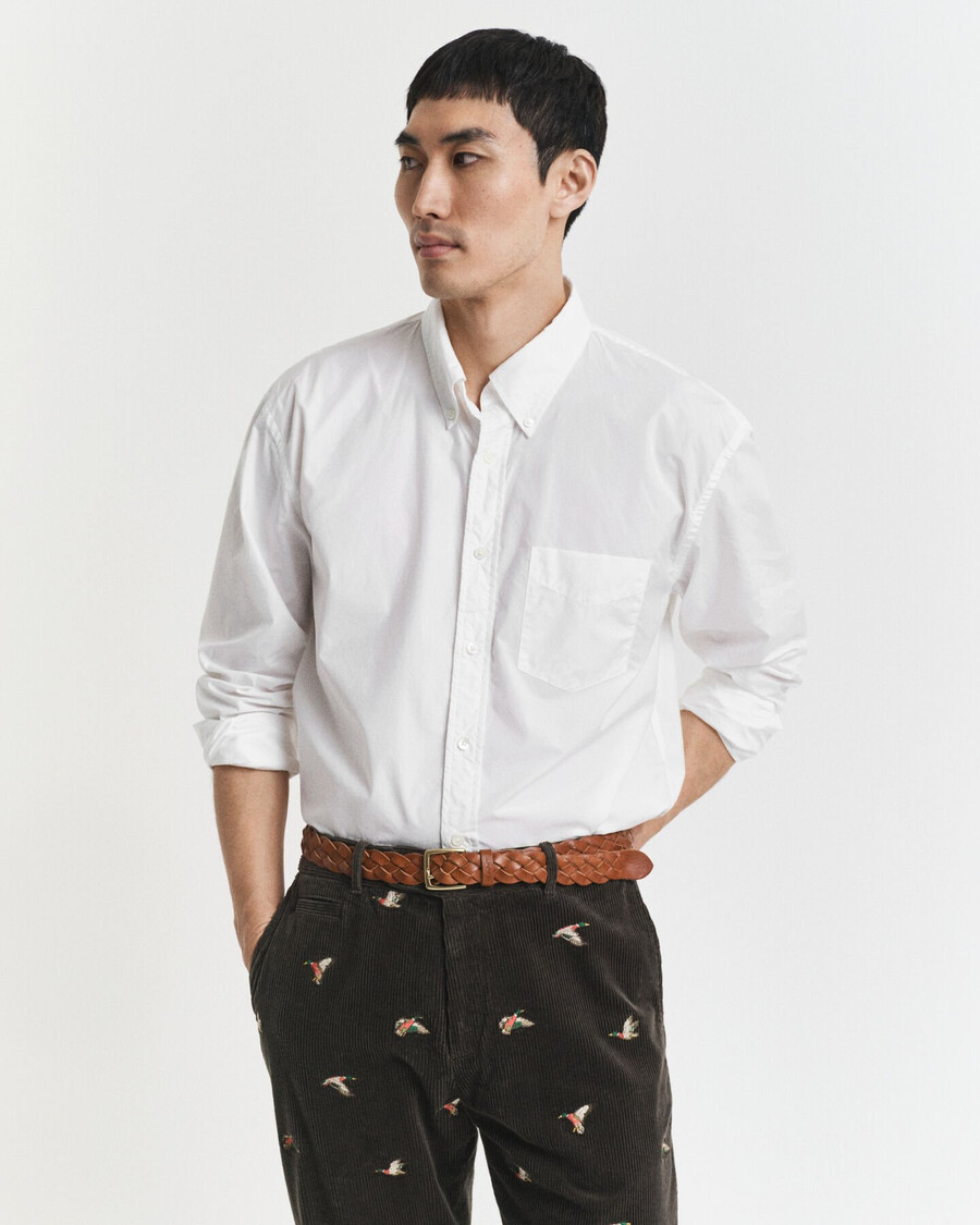 relaxed fit heritage poplin shirt - white