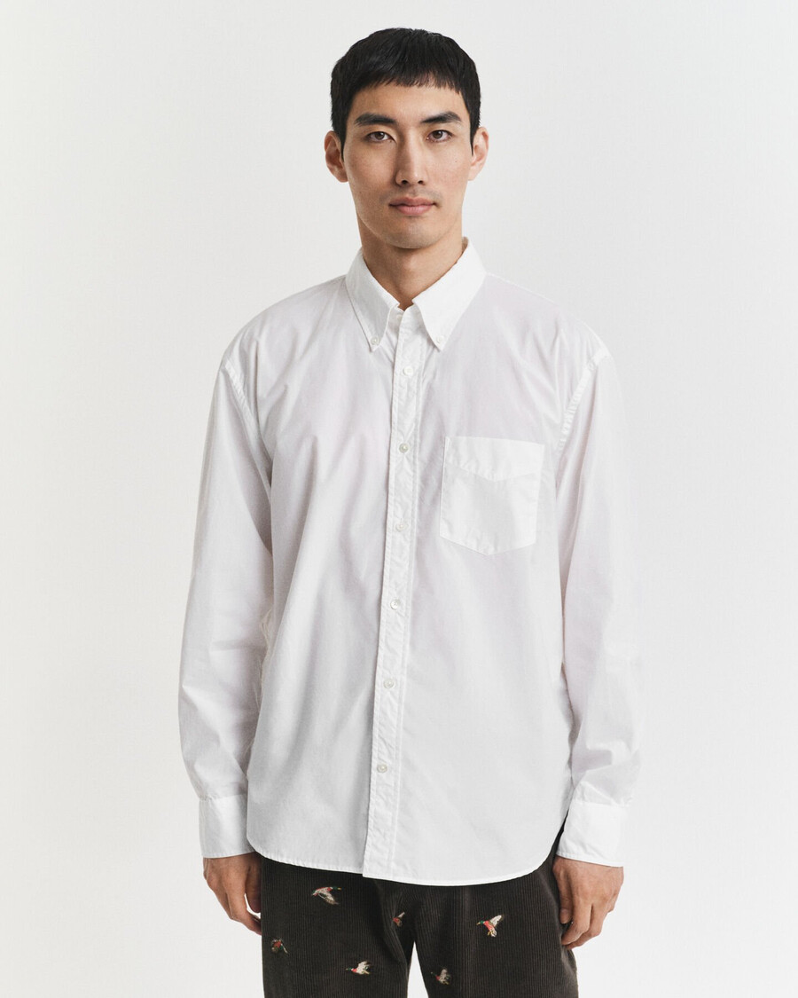 relaxed fit heritage poplin shirt - white