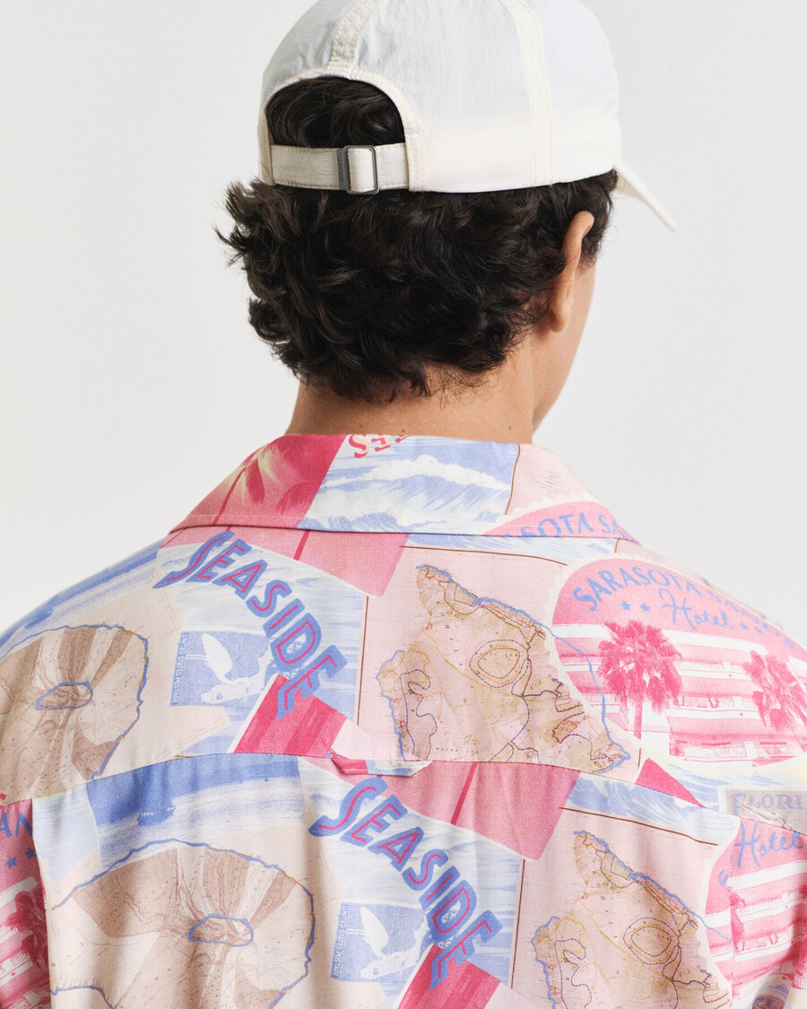 relaxed fit resort print short sleeve shirt - fresh blue
