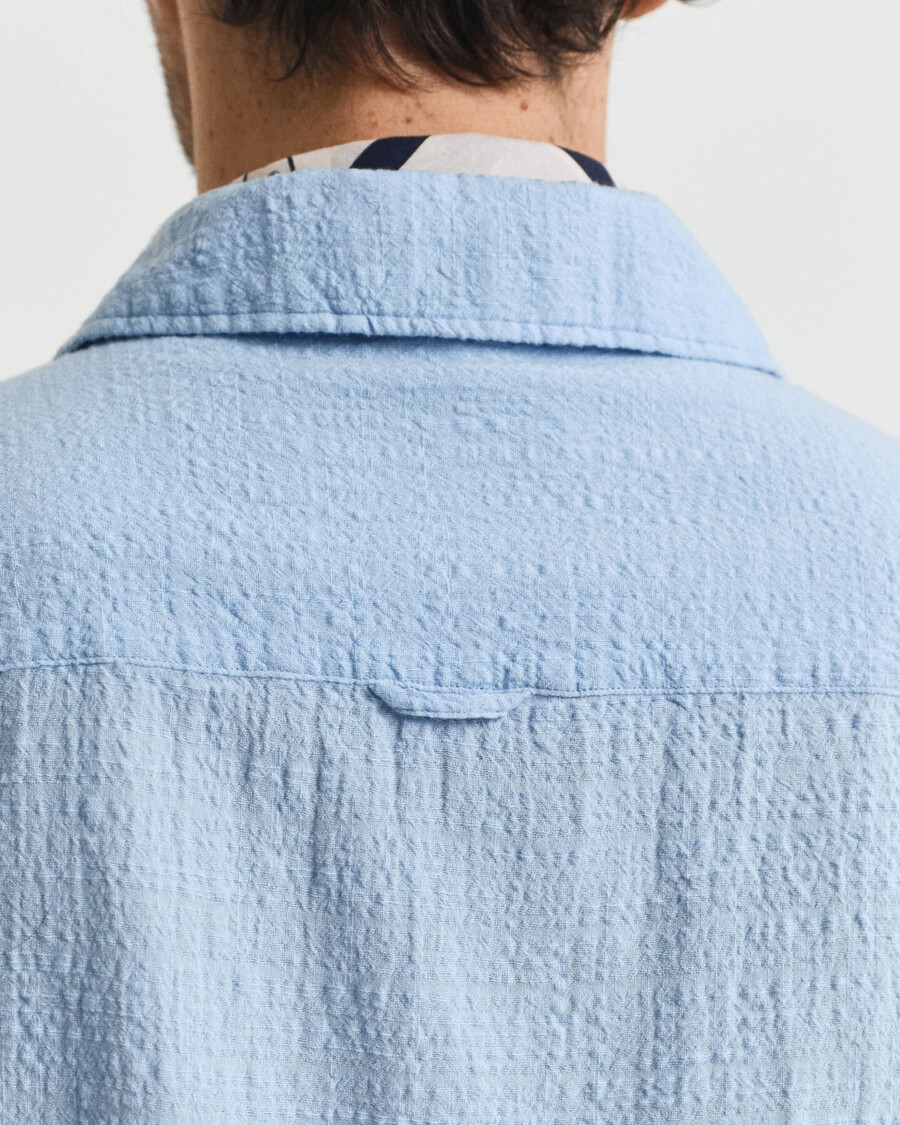 relaxed fit textured short sleeve shirt - capri blue