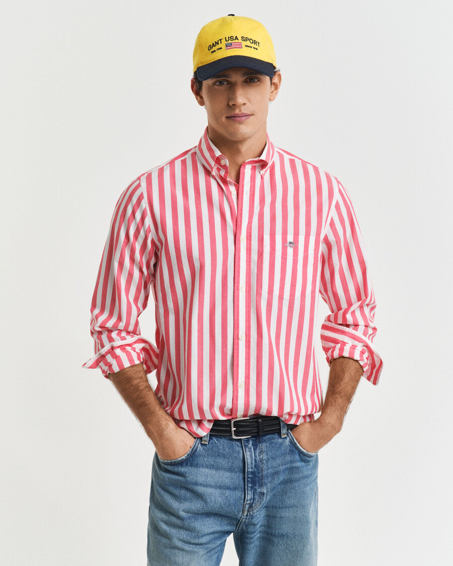 regular fit striped classic poplin shirt - watermelon red