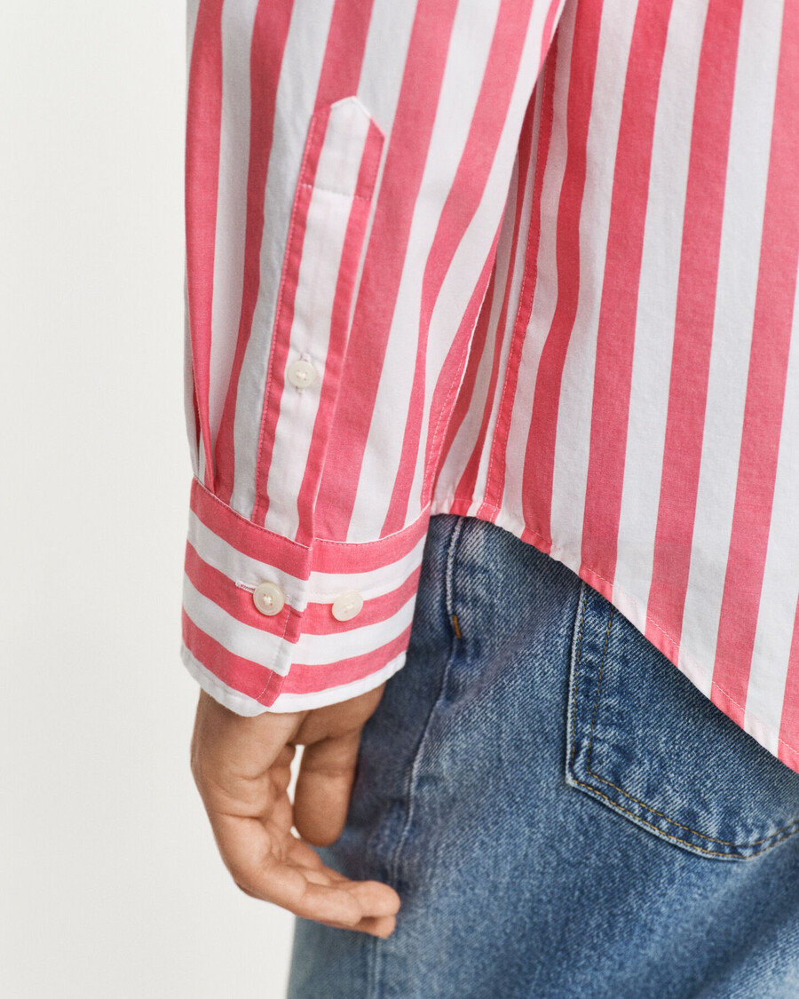 regular fit striped classic poplin shirt - watermelon red