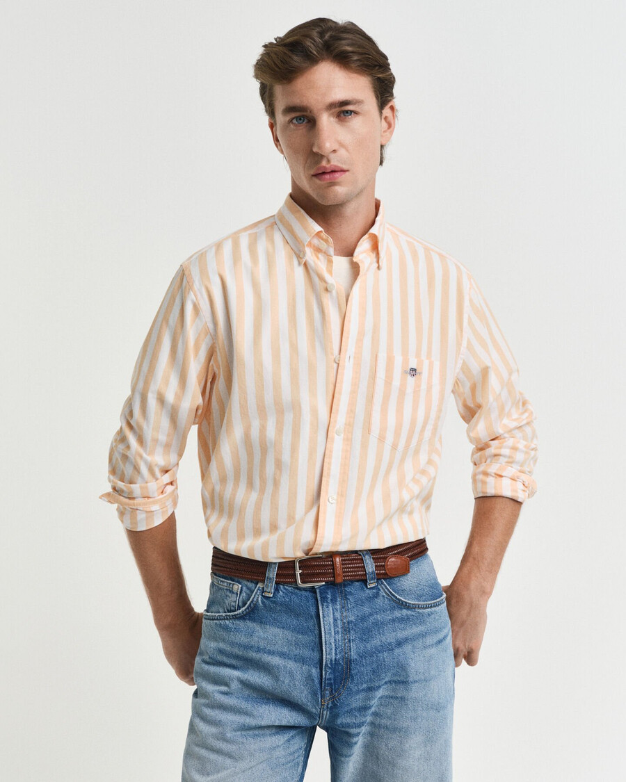 regular fit striped classic poplin shirt - peachy orange