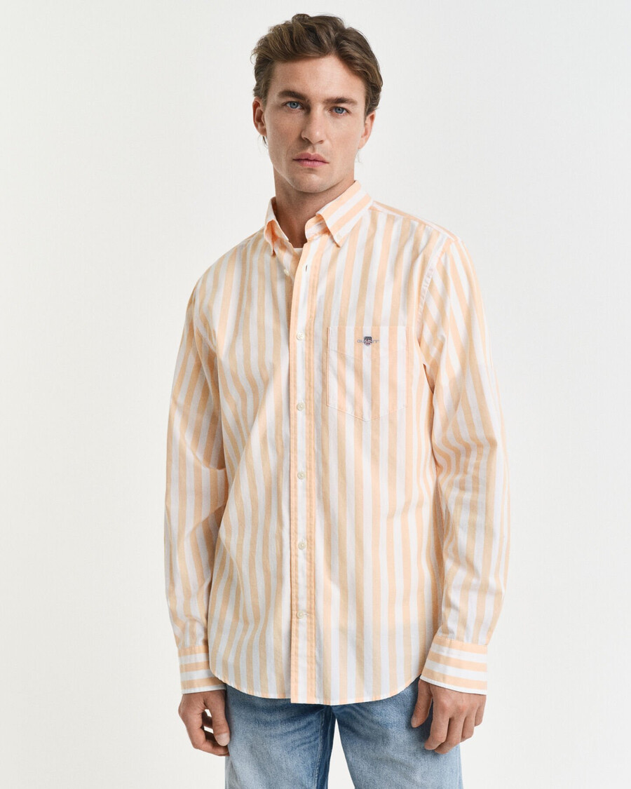 regular fit striped classic poplin shirt - peachy orange