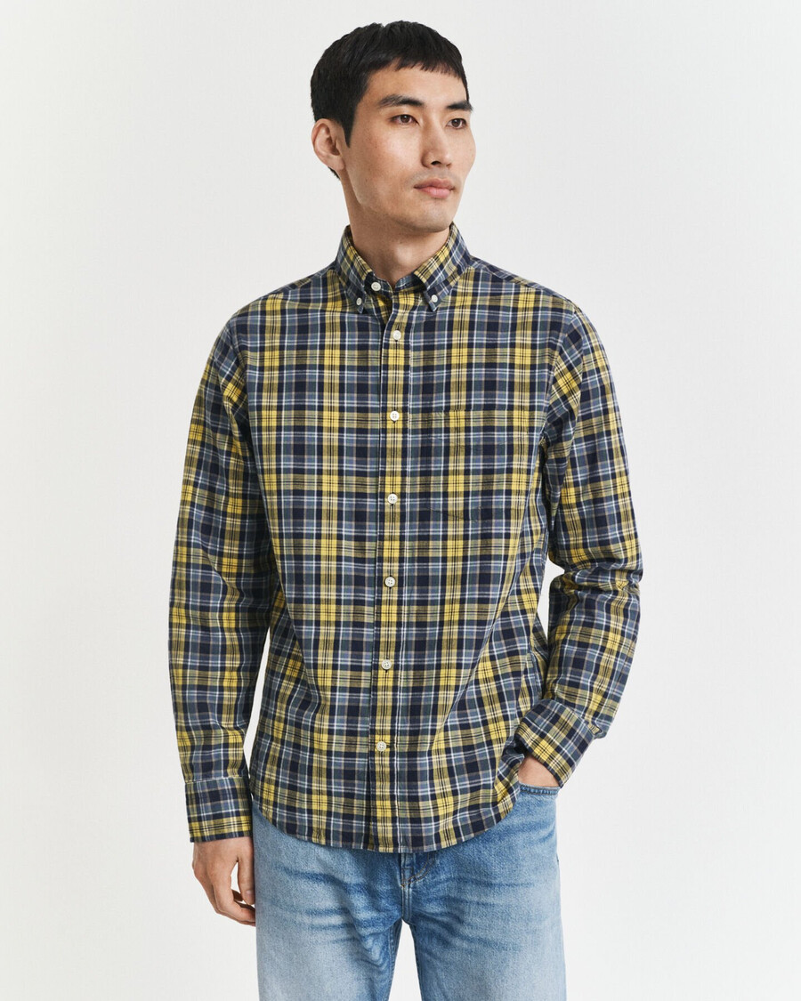 regular fit checked archive poplin shirt - naval blue