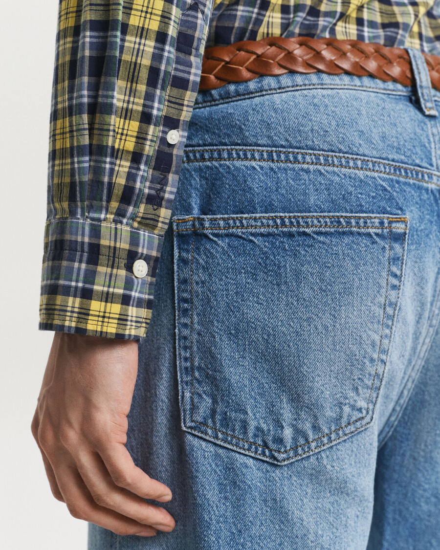 regular fit checked archive poplin shirt - naval blue