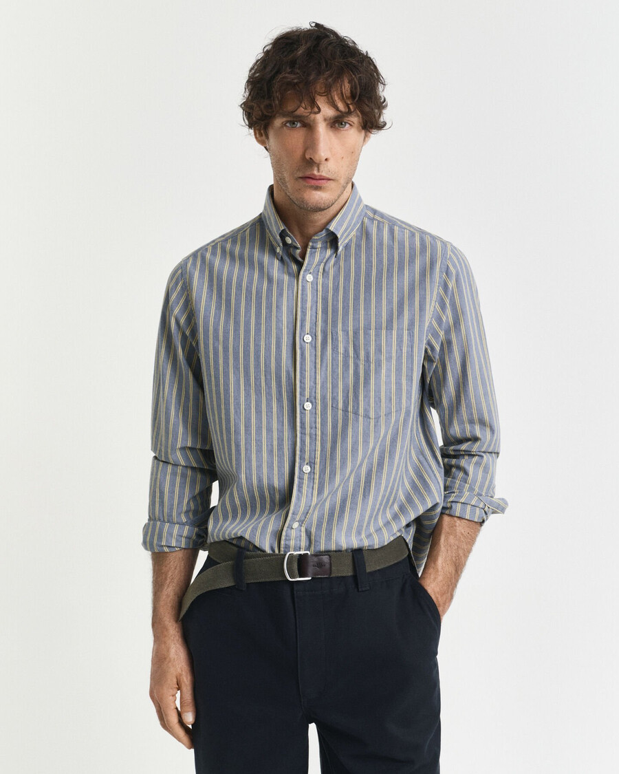 regular fit striped archive poplin shirt - naval blue