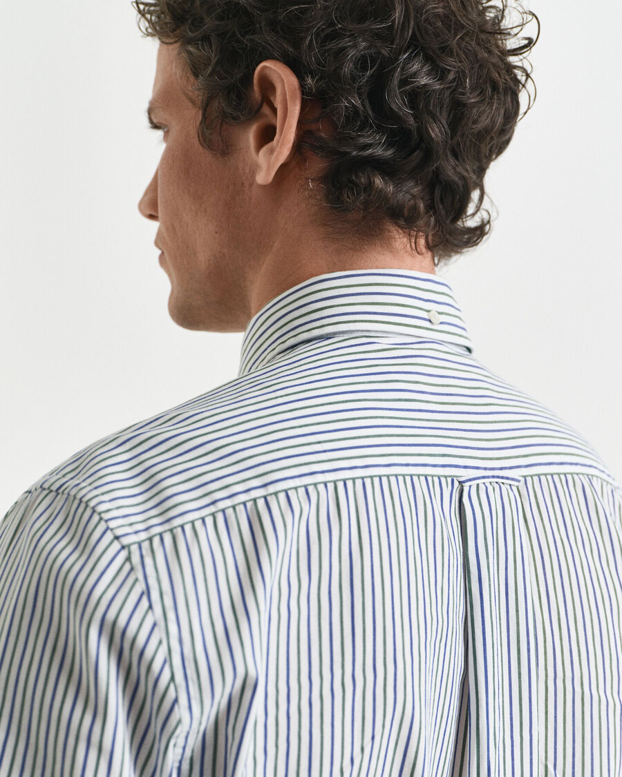 regular fit striped classic poplin shirt - forest green