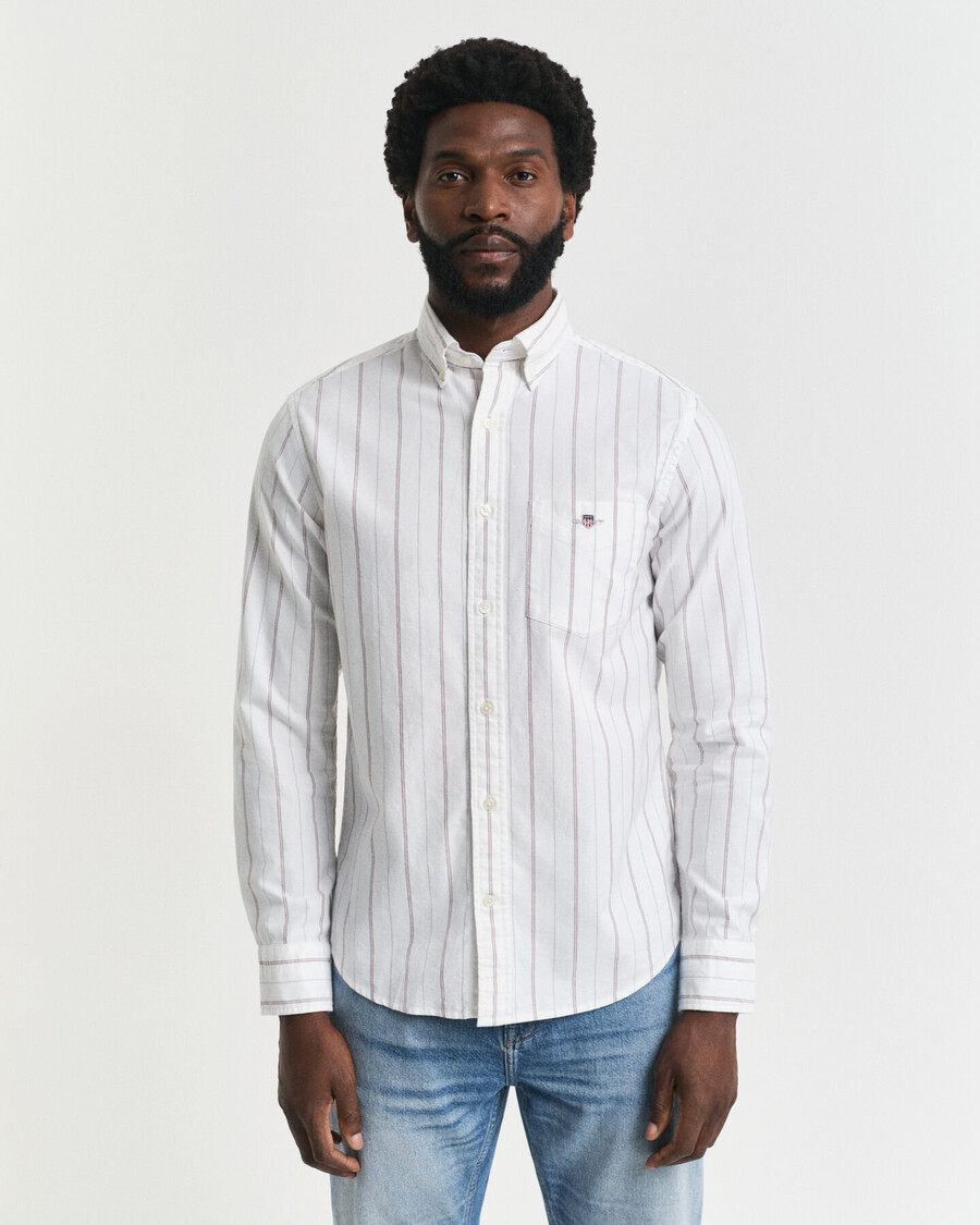 regular fit striped classic oxford shirt - white