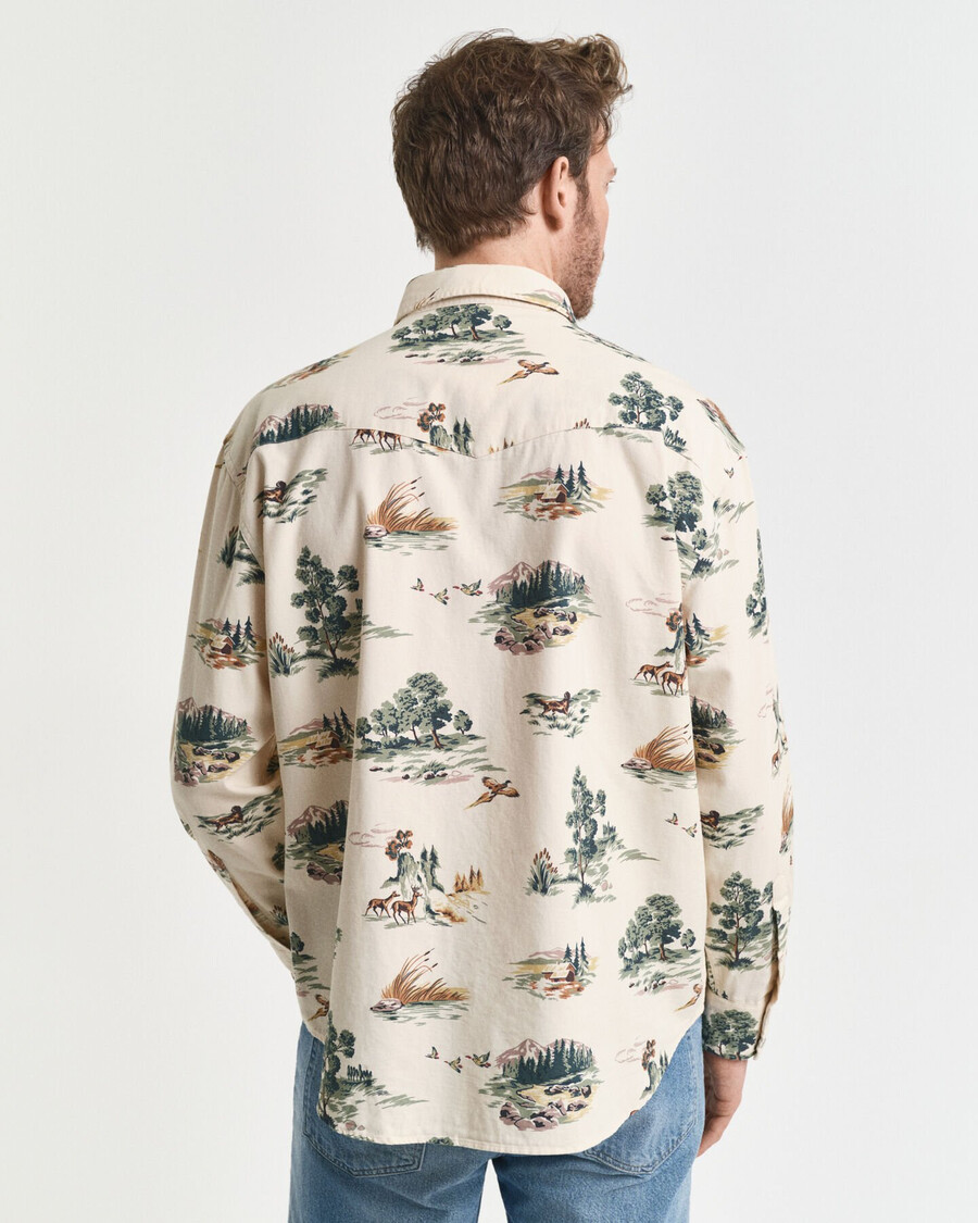 relaxed fit printed rodeo shirt - ivory white
