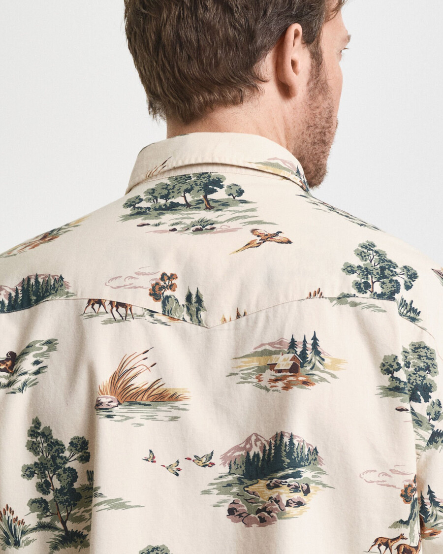 relaxed fit printed rodeo shirt - ivory white