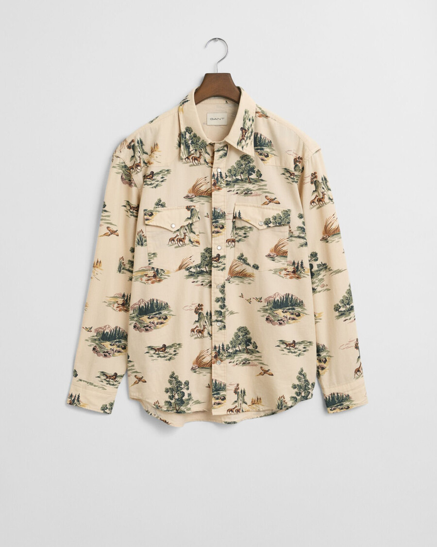 relaxed fit printed rodeo shirt - ivory white