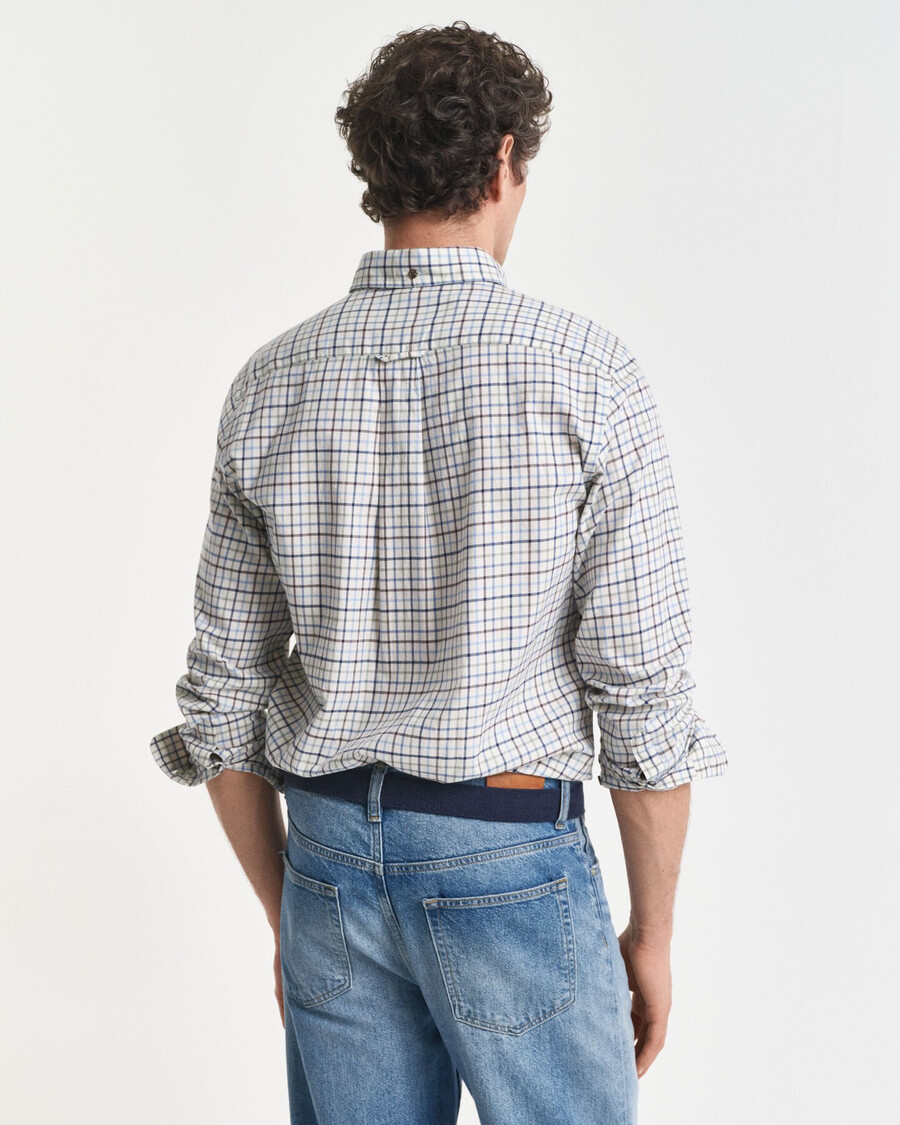 regular fit tattersall checked twill shirt - clear sky
