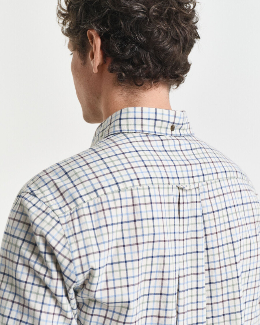 regular fit tattersall checked twill shirt - clear sky