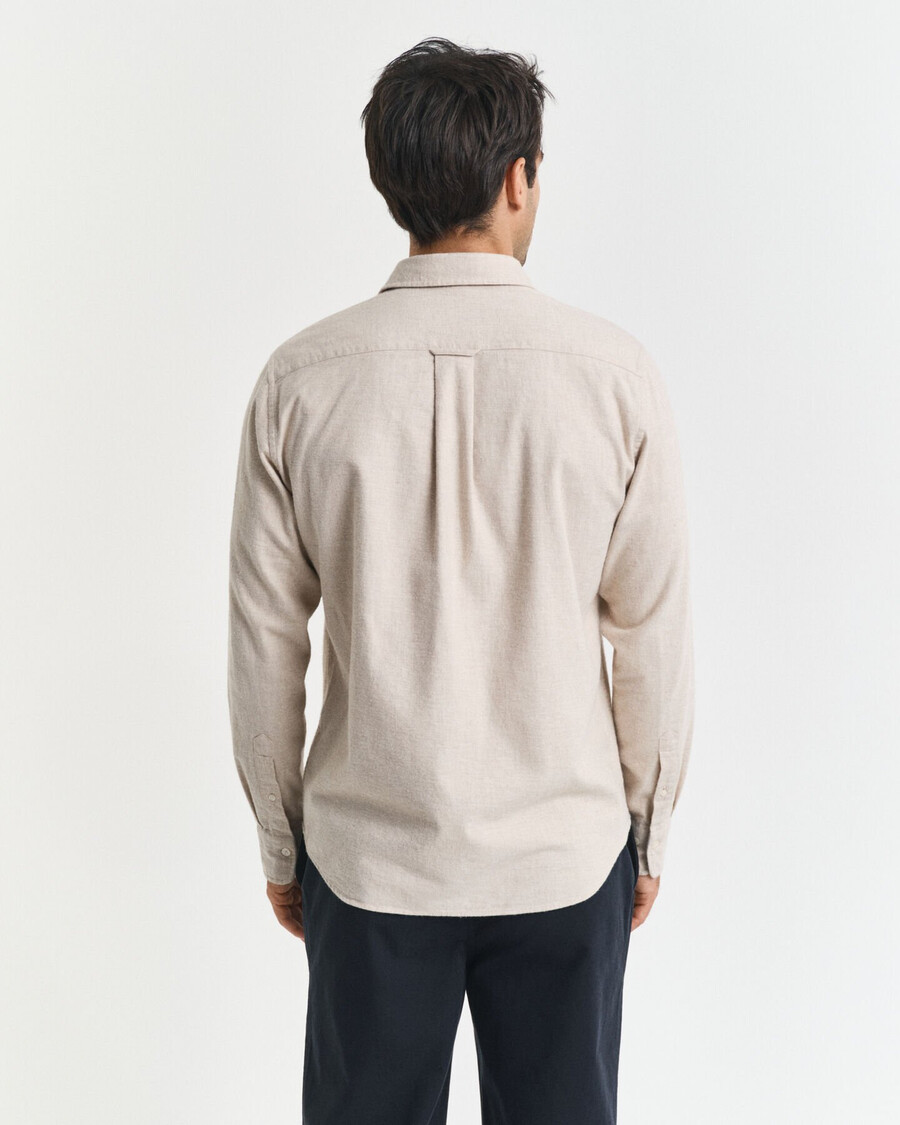 regular fit melange flannel shirt - light beige melange