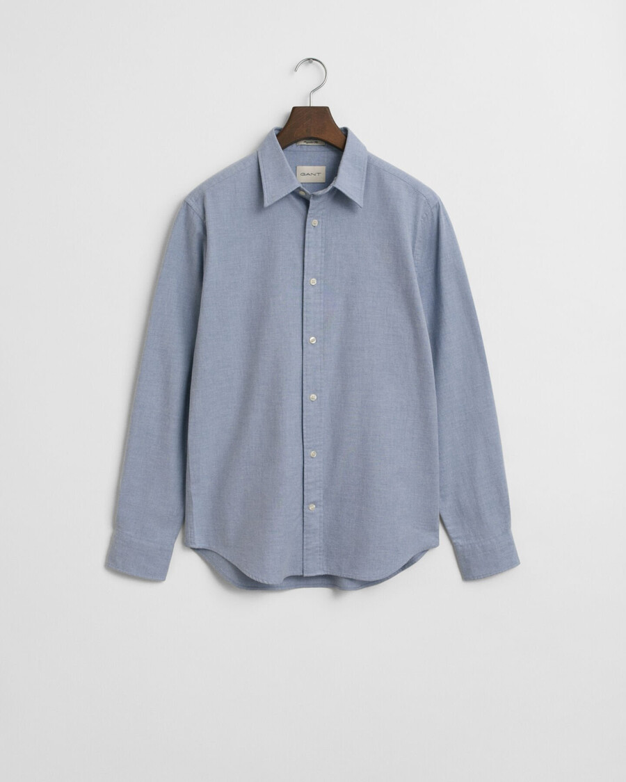 regular fit melange flannel shirt - light blue melange