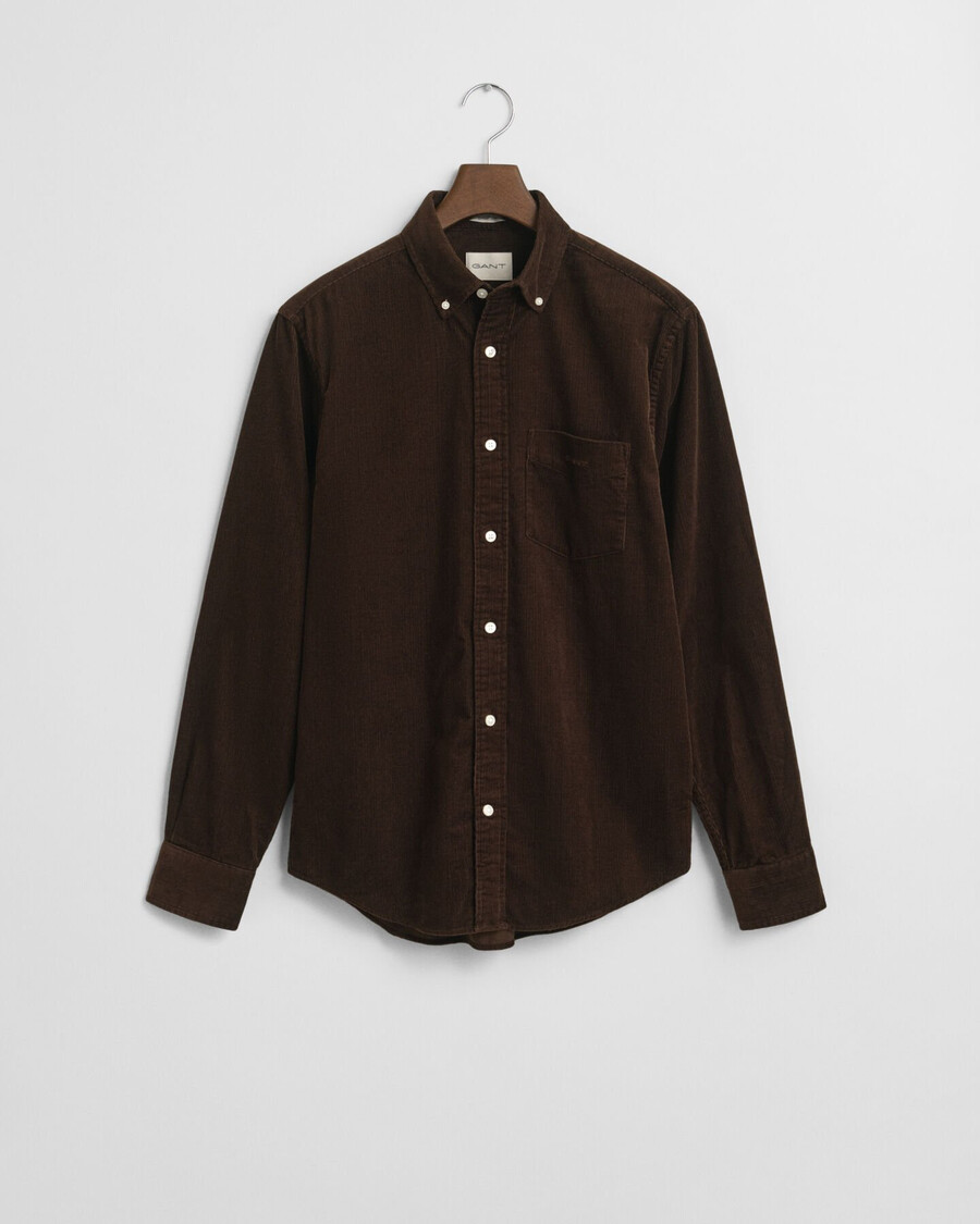 regular fit corduroy shirt - rich brown