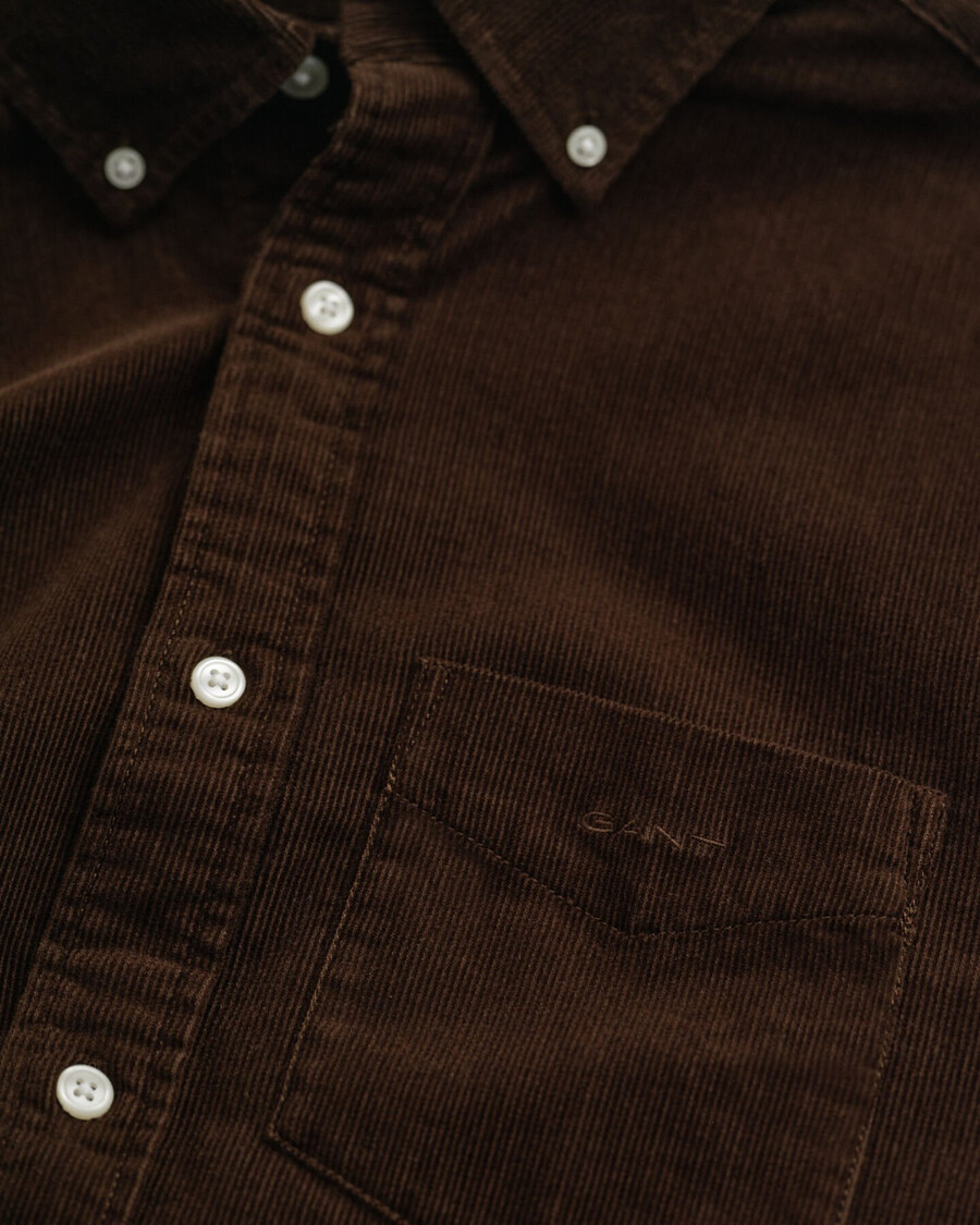 regular fit corduroy shirt - rich brown