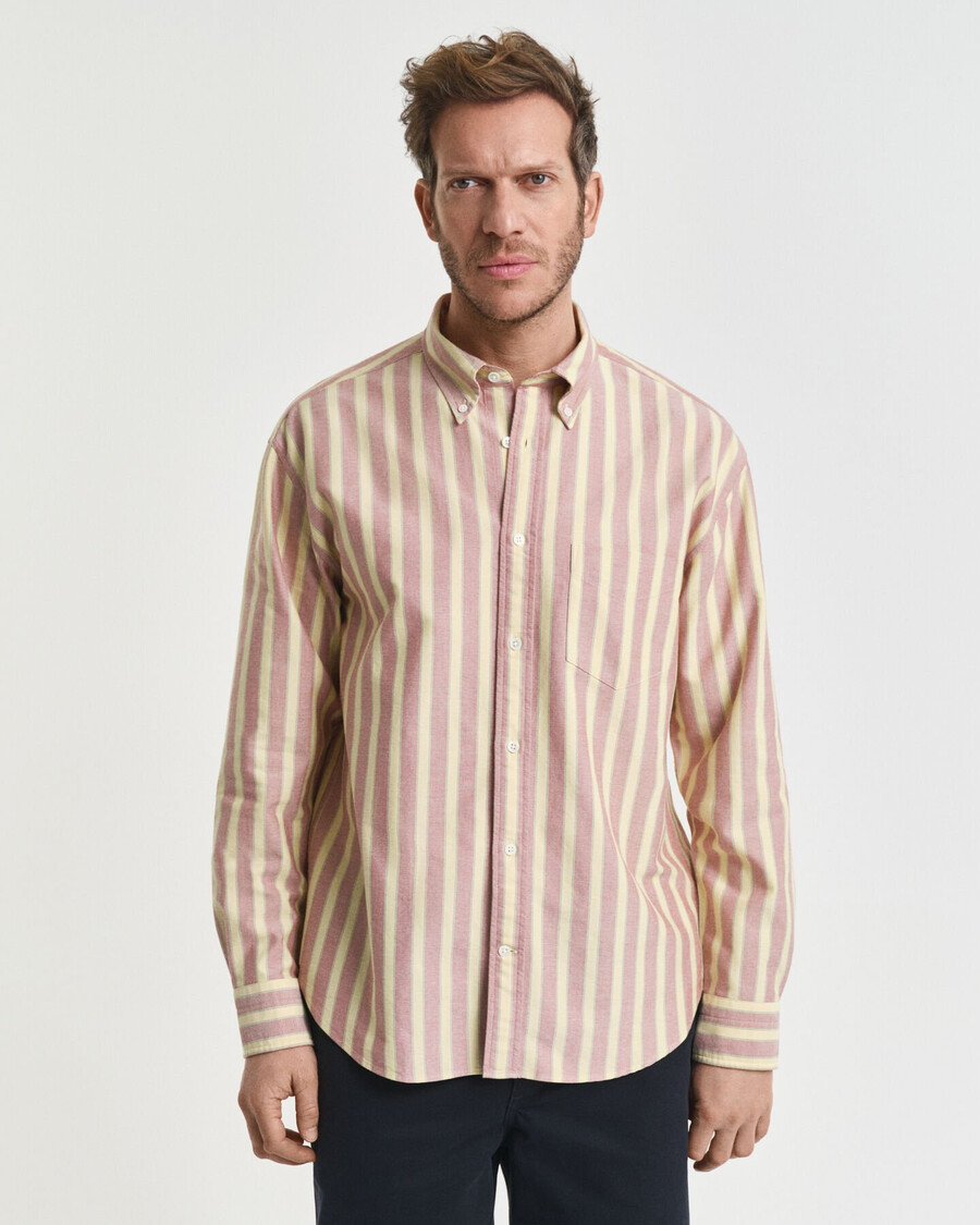 relaxed fit striped heritage oxford shirt - modern rust