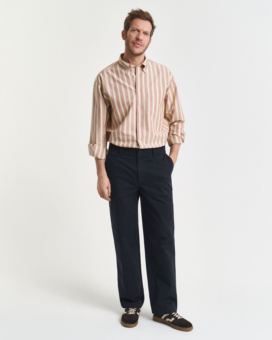 relaxed fit striped heritage oxford shirt - modern rust