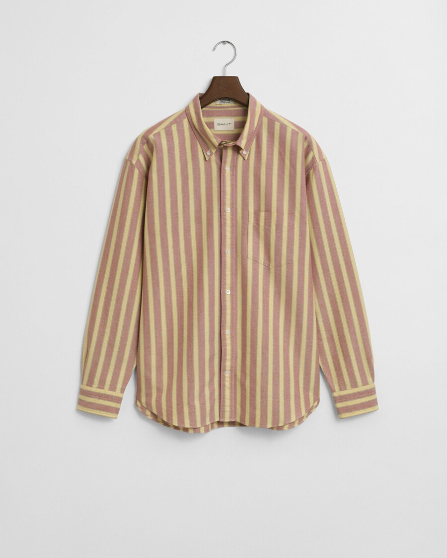 relaxed fit striped heritage oxford shirt - modern rust