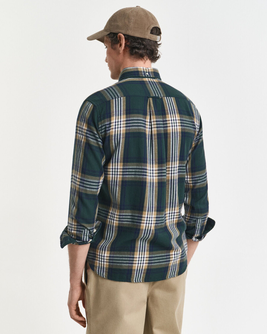 regular fit windblown flannel check shirt - tartan green