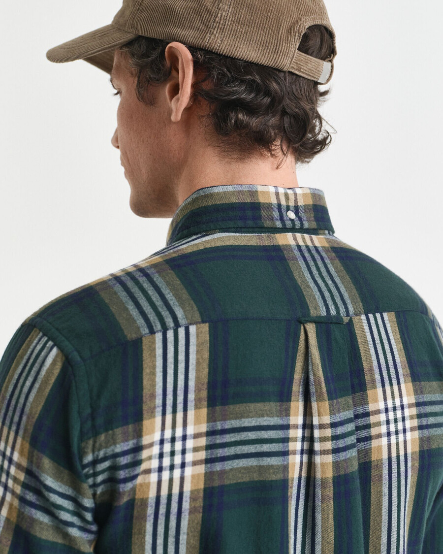 regular fit windblown flannel check shirt - tartan green