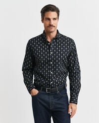 regular fit paisley printed twill shirt - evening blue