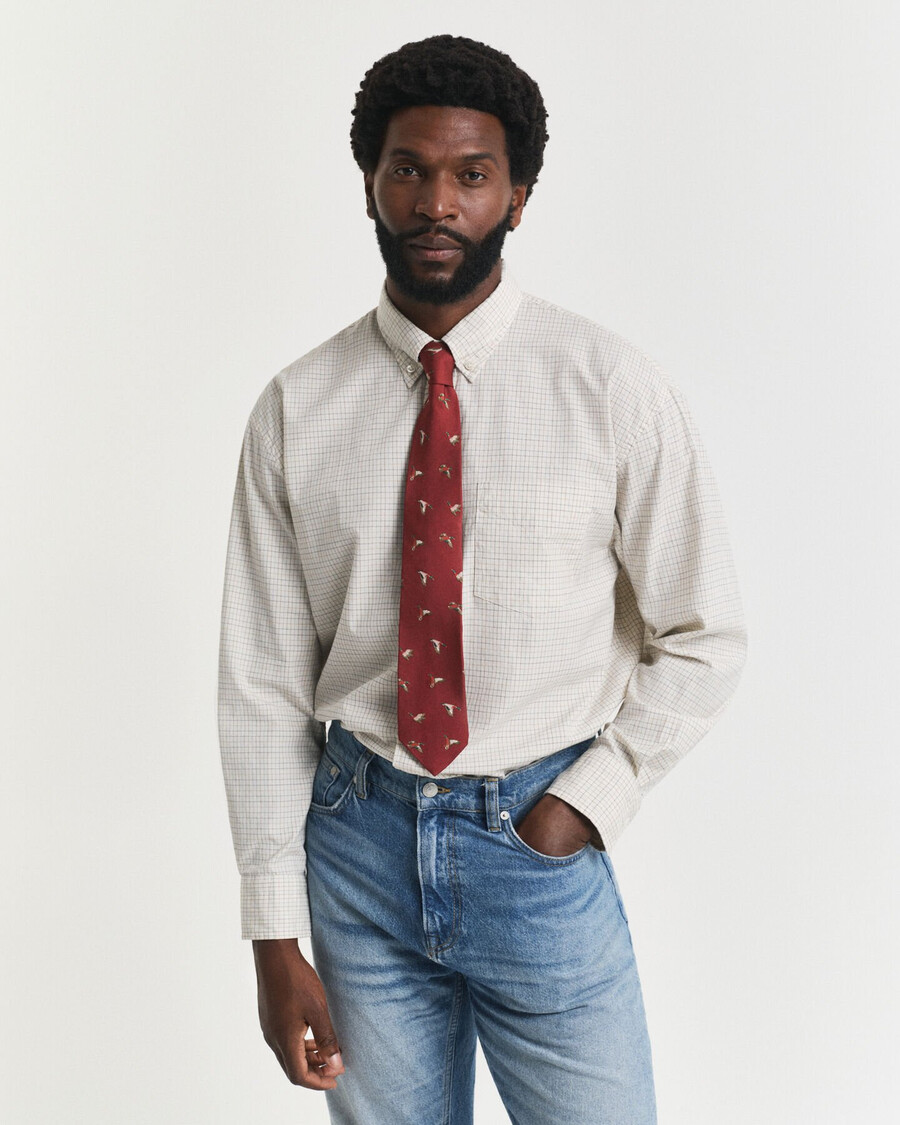 oversized fit checked luxury oxford shirt - ivory white