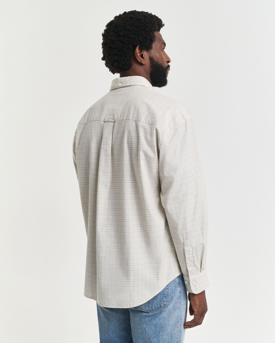 oversized fit checked luxury oxford shirt - ivory white