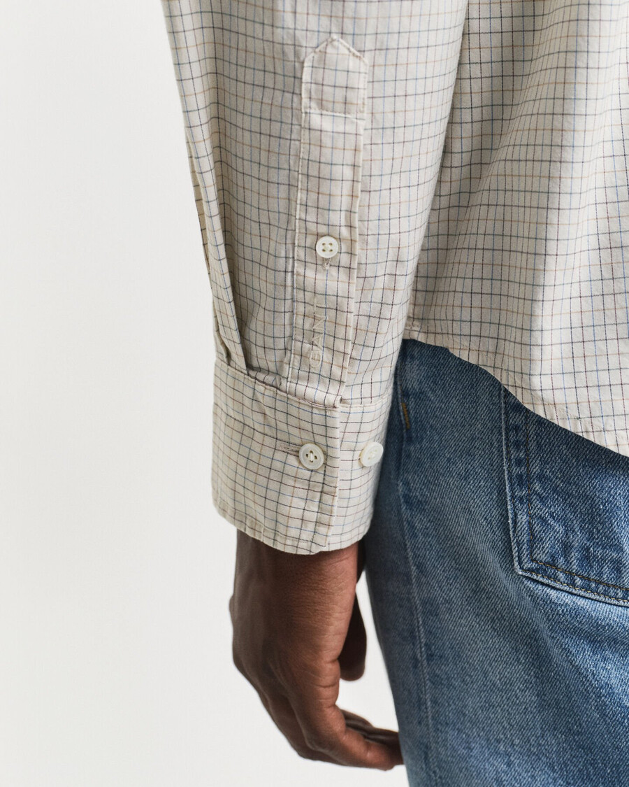 oversized fit checked luxury oxford shirt - ivory white